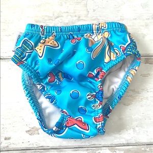 Baby Swim Diaper 12-18m Finis Brand Blue Ocean Swimsuit Cloth Reusable 12m 18m